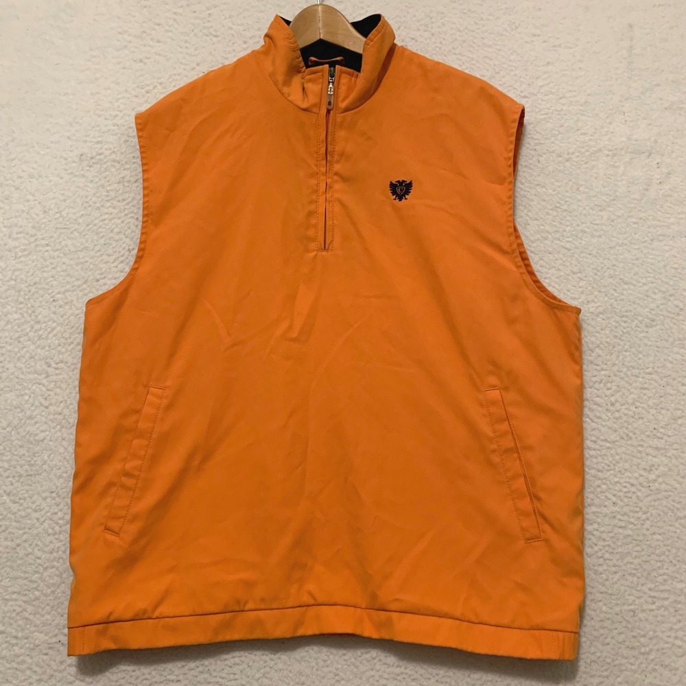 Turtleson 1/4 Zip Golf Vest Mens XL Lightweight Sleeveless Jacket Pockets Orange